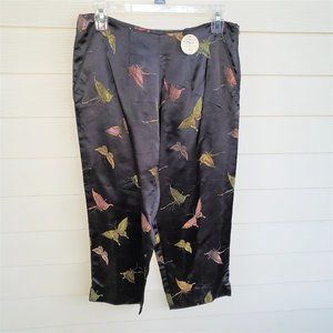 NWT Satin Asian inspired Butterfly Capri Pants